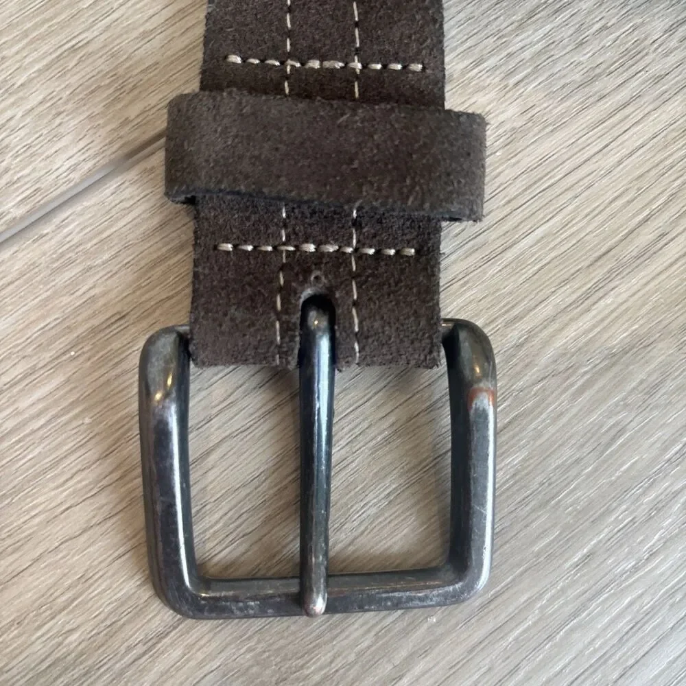 Gap Double Stitch Italy Suede Brown Work Belt Y2K Retro Rodeo Cowboy 36